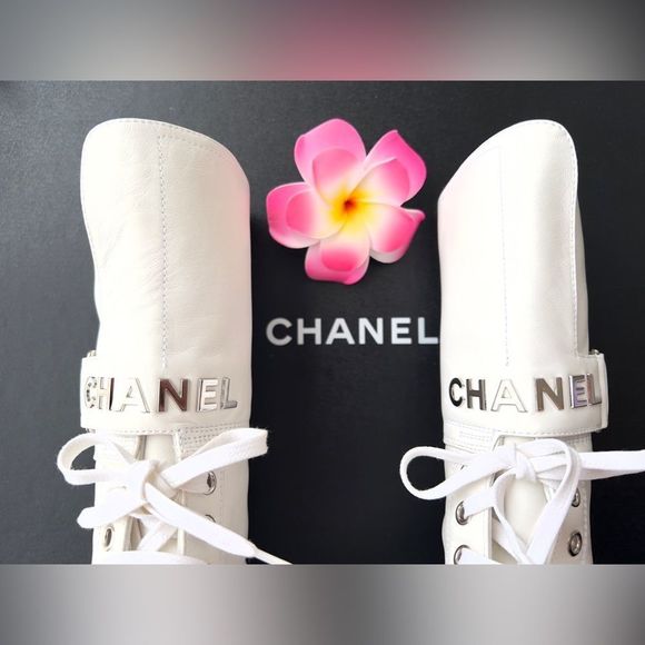 CHANEL Paradise Lace Up Buckle Boots Sz. 37 - Picture 7 of 15